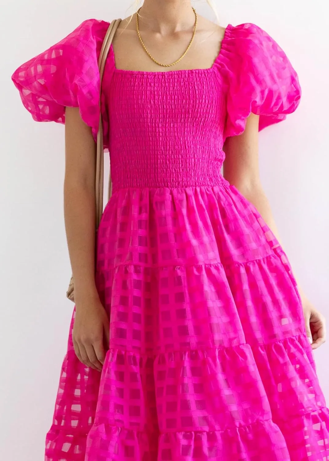 Women's Boho Floral Midi Dress Ruffle Hem Puffy Short Sleeve Summer Maxi Dress