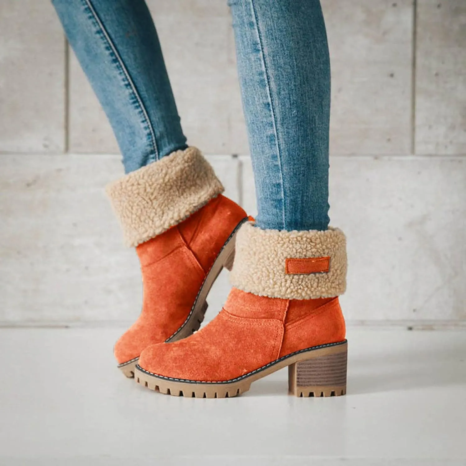 Womens Boots 2024 Winter Warm Snow Boots Ladies Casual Fashion Booties Womens Ankle Boots Womens Mid Calf Boots