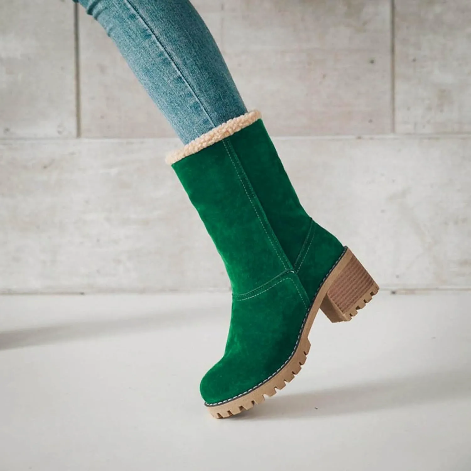 Womens Boots 2024 Winter Warm Snow Boots Ladies Casual Fashion Booties Womens Ankle Boots Womens Mid Calf Boots