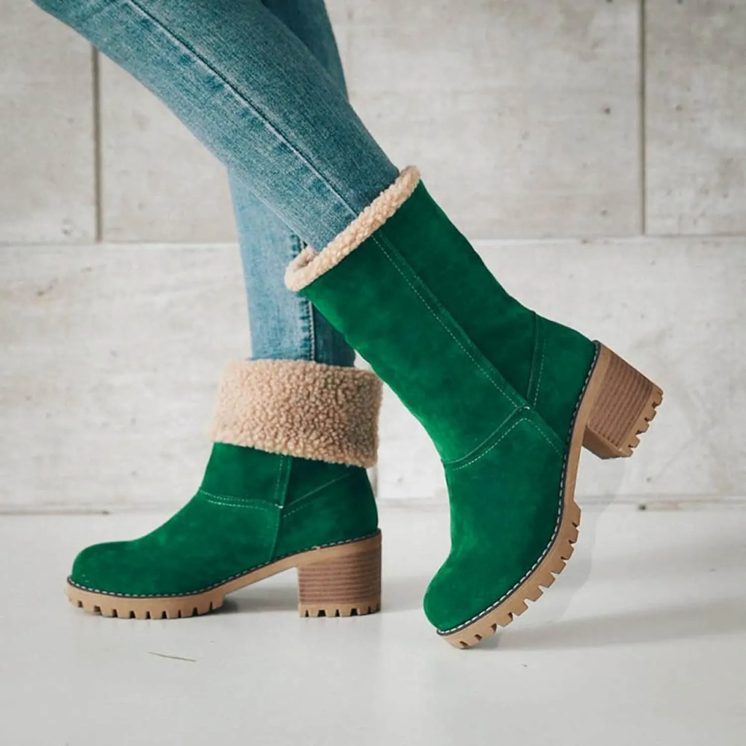Womens Boots 2024 Winter Warm Snow Boots Ladies Casual Fashion Booties Womens Ankle Boots Womens Mid Calf Boots