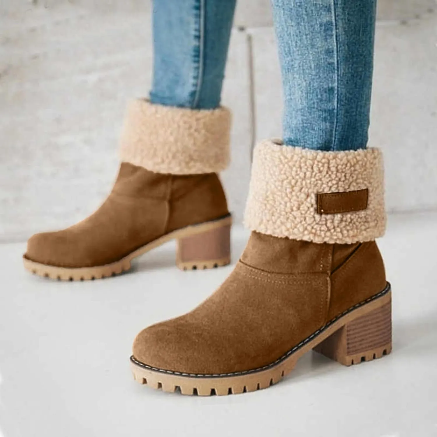 Womens Boots 2024 Winter Warm Snow Boots Ladies Casual Fashion Booties Womens Ankle Boots Womens Mid Calf Boots