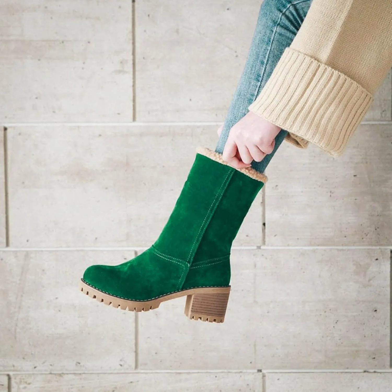 Womens Boots 2024 Winter Warm Snow Boots Ladies Casual Fashion Booties Womens Ankle Boots Womens Mid Calf Boots