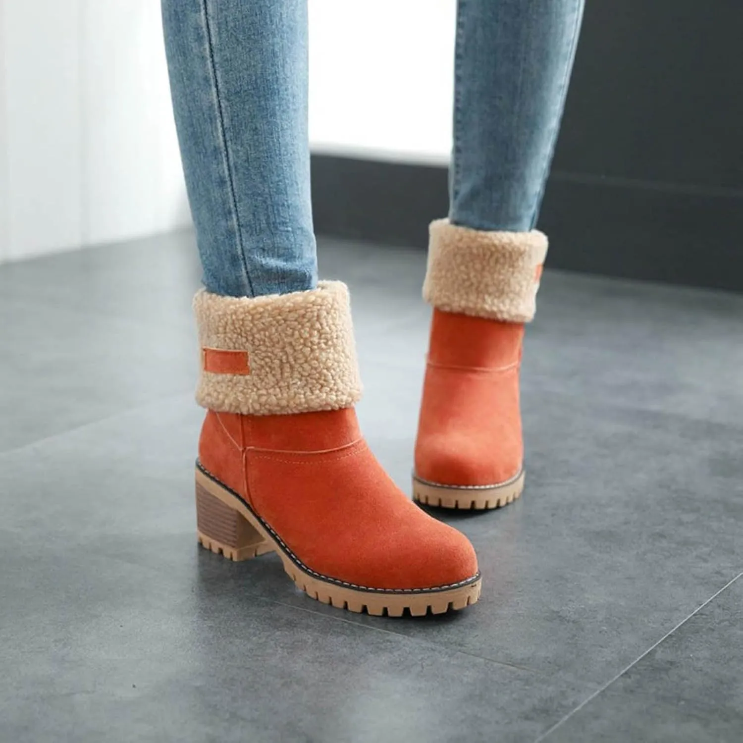 Womens Boots 2024 Winter Warm Snow Boots Ladies Casual Fashion Booties Womens Ankle Boots Womens Mid Calf Boots