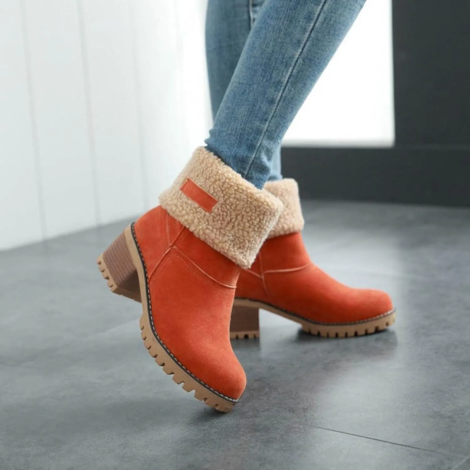Womens Boots 2024 Winter Warm Snow Boots Ladies Casual Fashion Booties Womens Ankle Boots Womens Mid Calf Boots