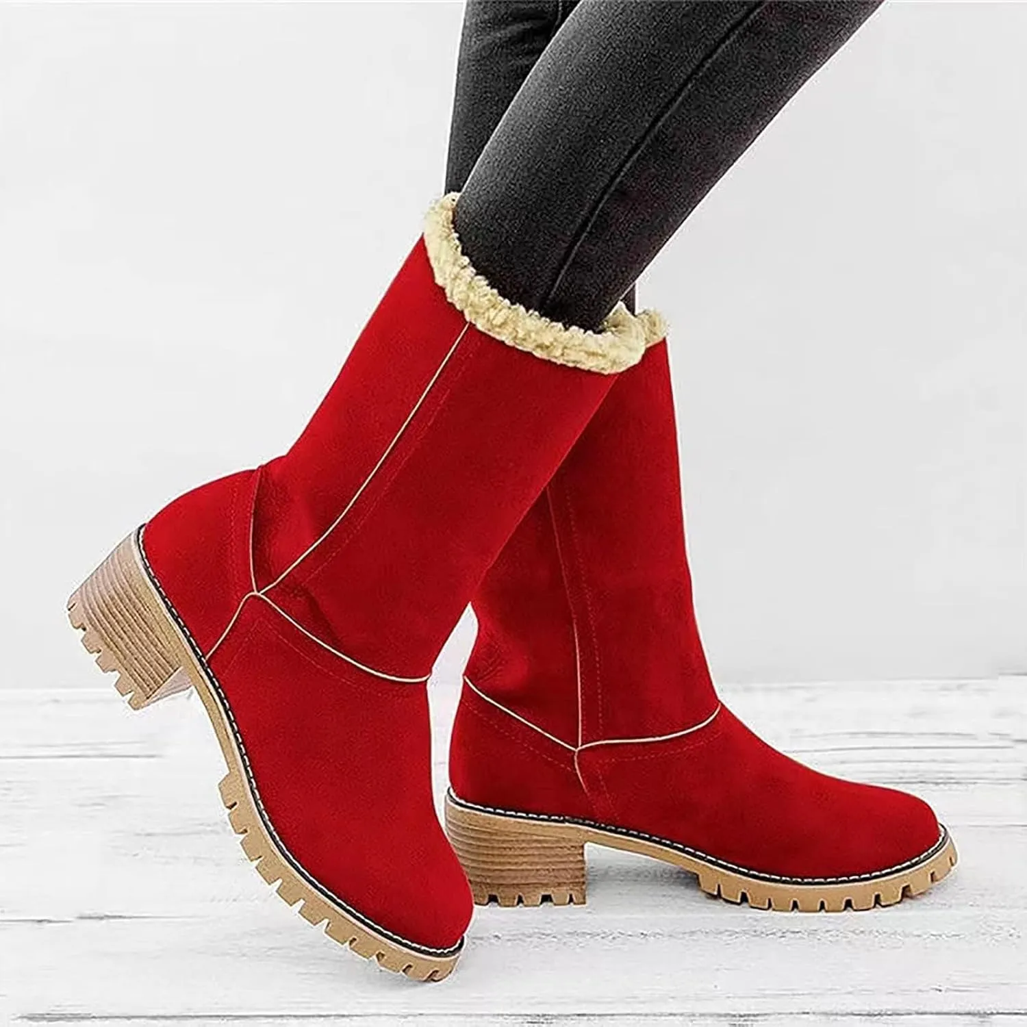 Womens Boots 2024 Winter Warm Snow Boots Ladies Casual Fashion Booties Womens Ankle Boots Womens Mid Calf Boots