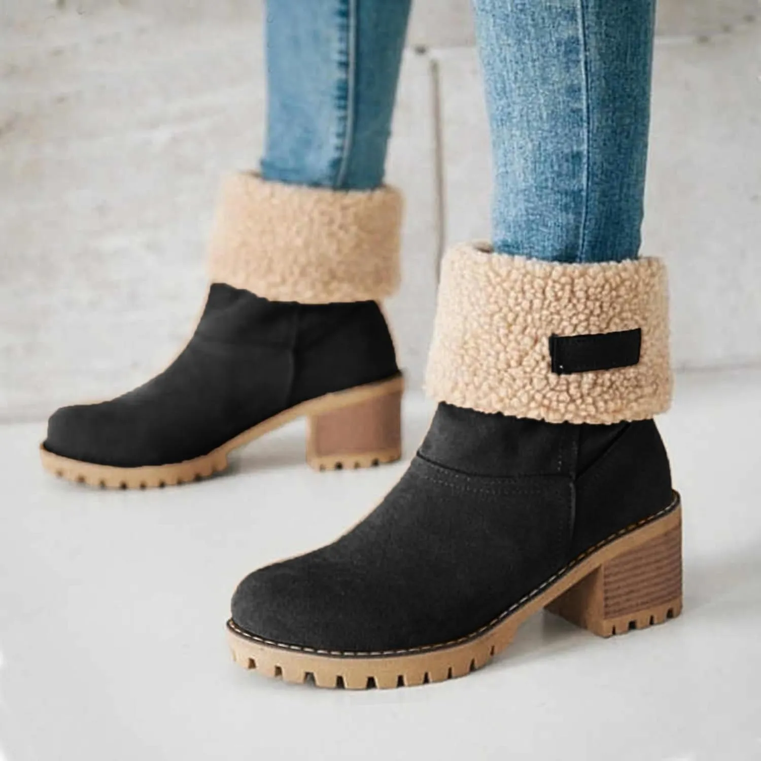 Womens Boots 2024 Winter Warm Snow Boots Ladies Casual Fashion Booties Womens Ankle Boots Womens Mid Calf Boots