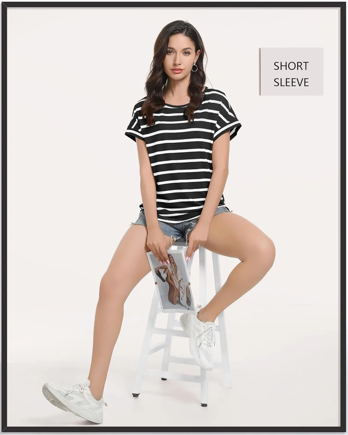 Women's Casual Striped Spring Summer Tank Tops Crew Neck Sleeveless Shirts Loose Basic Trendy Fashion Clothes