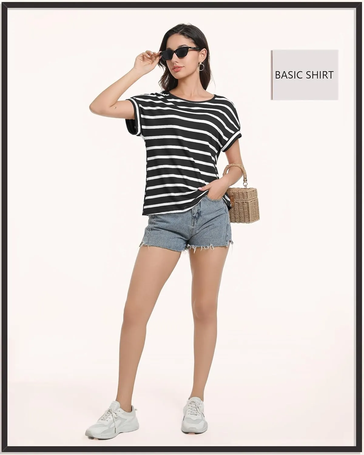Women's Casual Striped Spring Summer Tank Tops Crew Neck Sleeveless Shirts Loose Basic Trendy Fashion Clothes