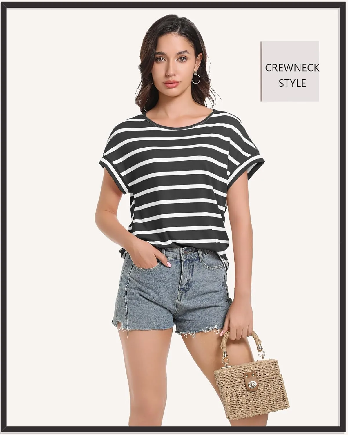 Women's Casual Striped Spring Summer Tank Tops Crew Neck Sleeveless Shirts Loose Basic Trendy Fashion Clothes