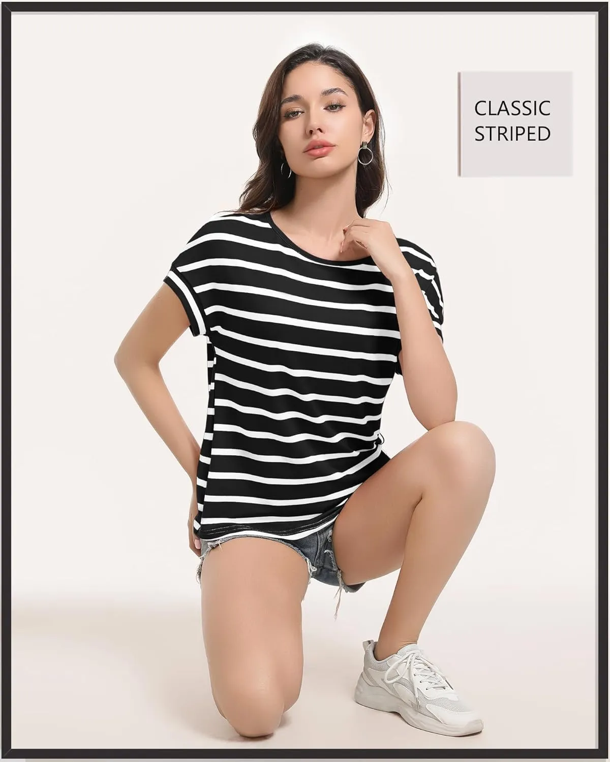 Women's Casual Striped Spring Summer Tank Tops Crew Neck Sleeveless Shirts Loose Basic Trendy Fashion Clothes