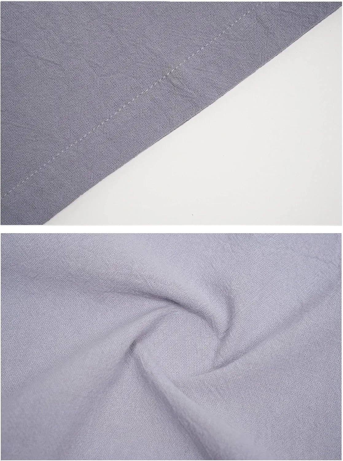 Women??s Casual V Neck Cotton Linen Dress Summer Half Sleeve Midi Knee Length Linen Dresses