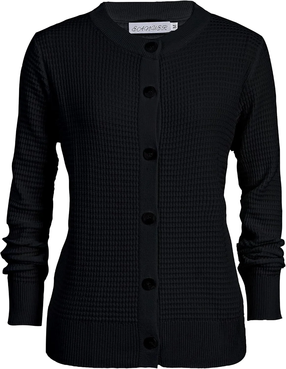 Women's Crew Neck Button Down Long Sleeve Solid Knit Classic Cardigan Sweater