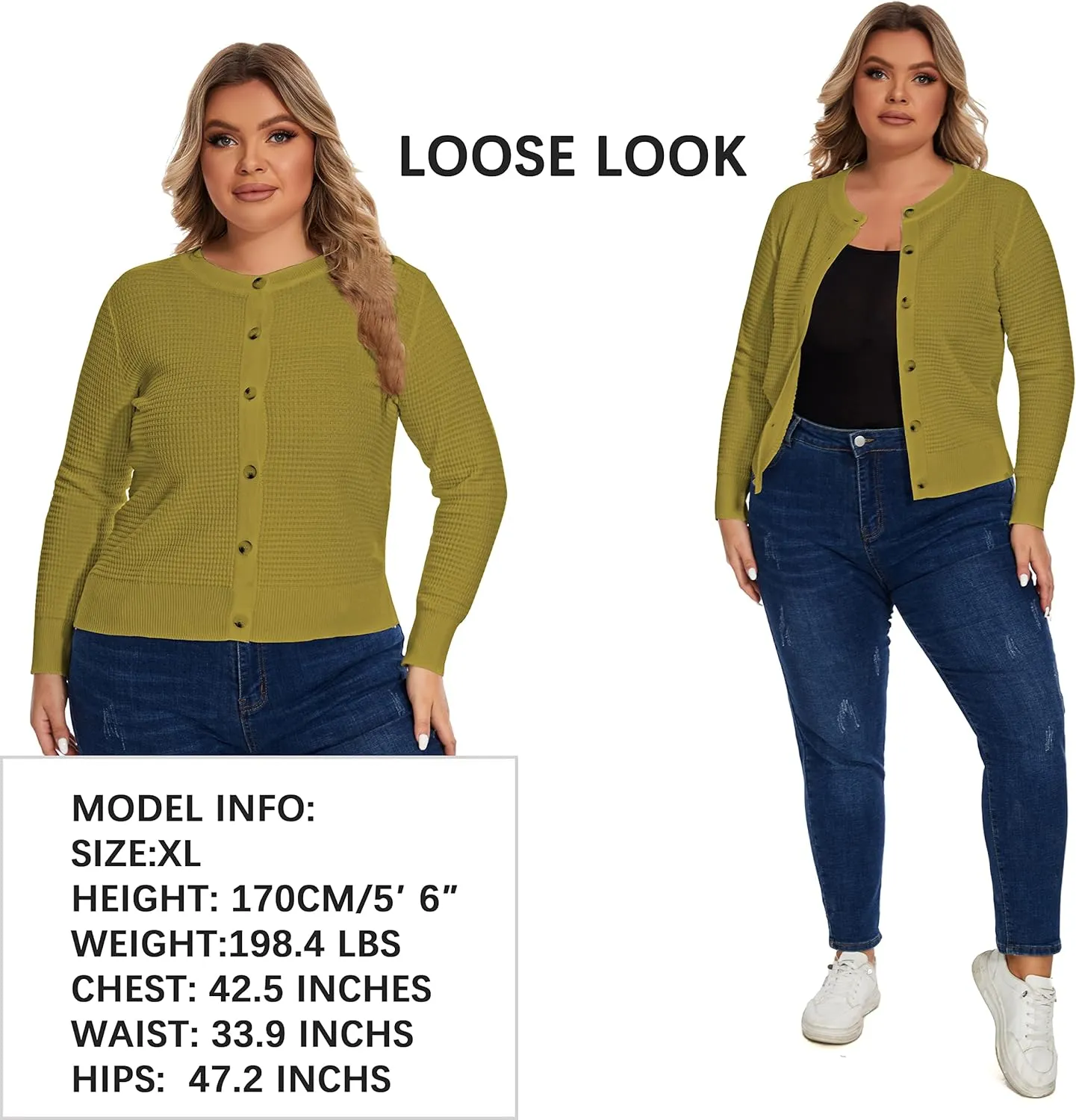 Women's Crew Neck Button Down Long Sleeve Solid Knit Classic Cardigan Sweater