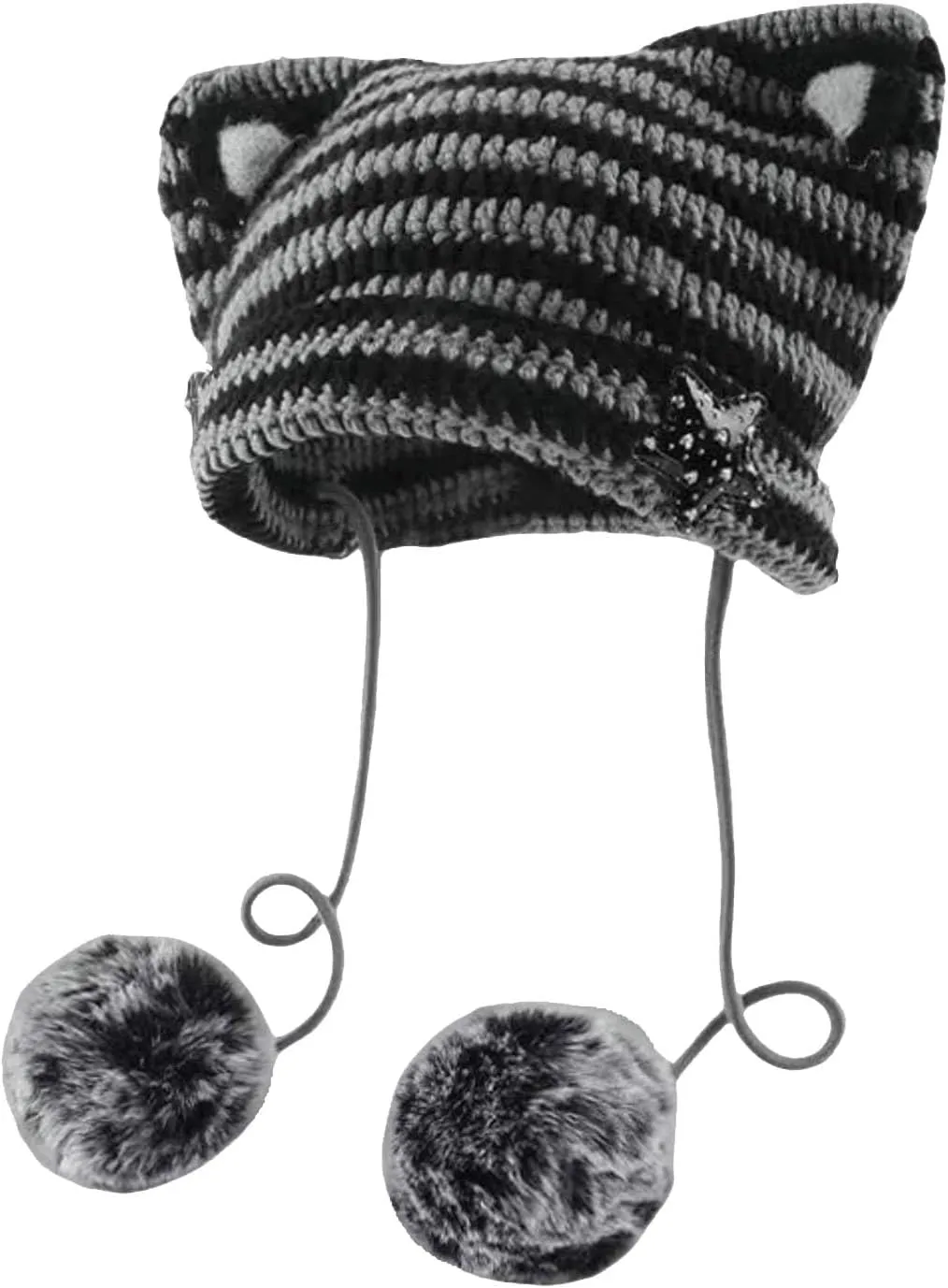 Women's Hat Cat Ear Crochet Knit Caps Warm Snowboarding Winter Outdoor Earflap Crochet Beanie Ear Cover Hat