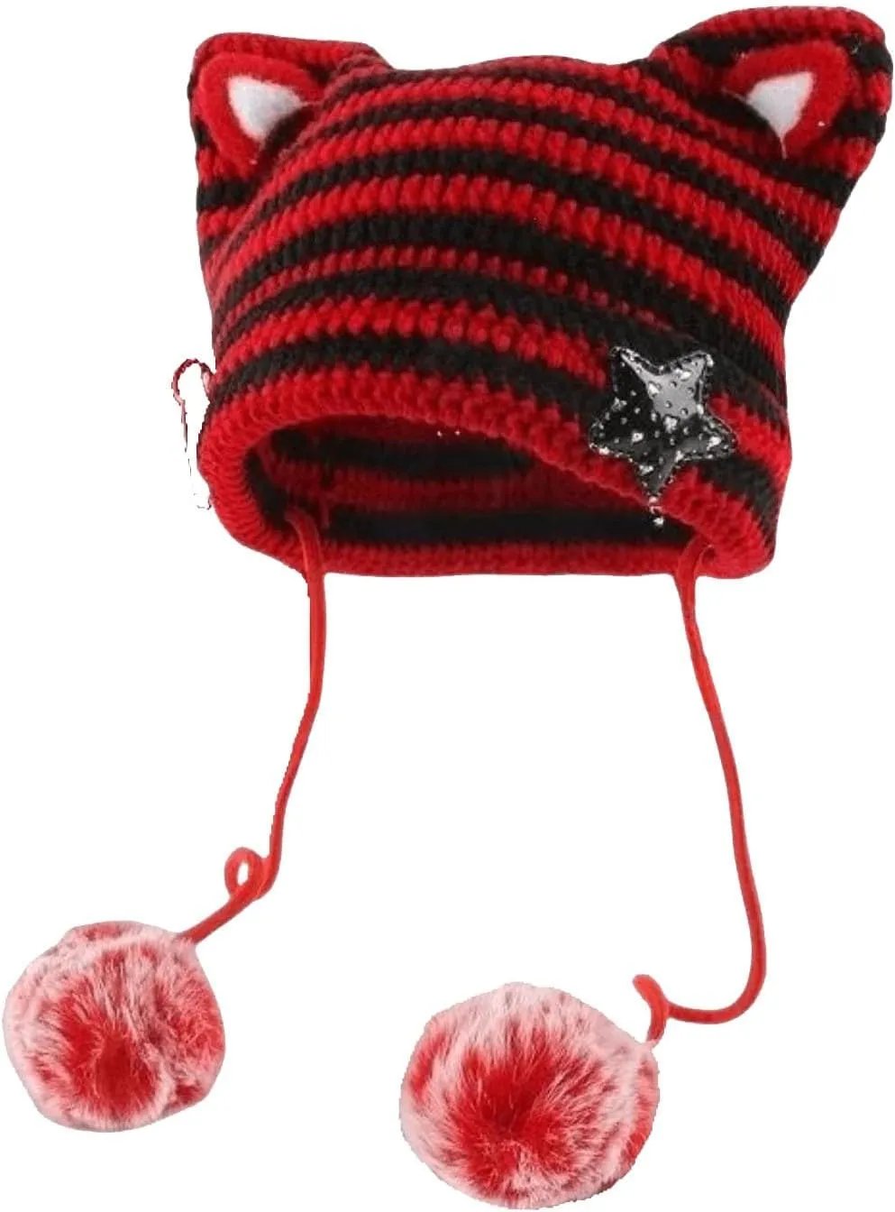 Women's Hat Cat Ear Crochet Knit Caps Warm Snowboarding Winter Outdoor Earflap Crochet Beanie Ear Cover Hat