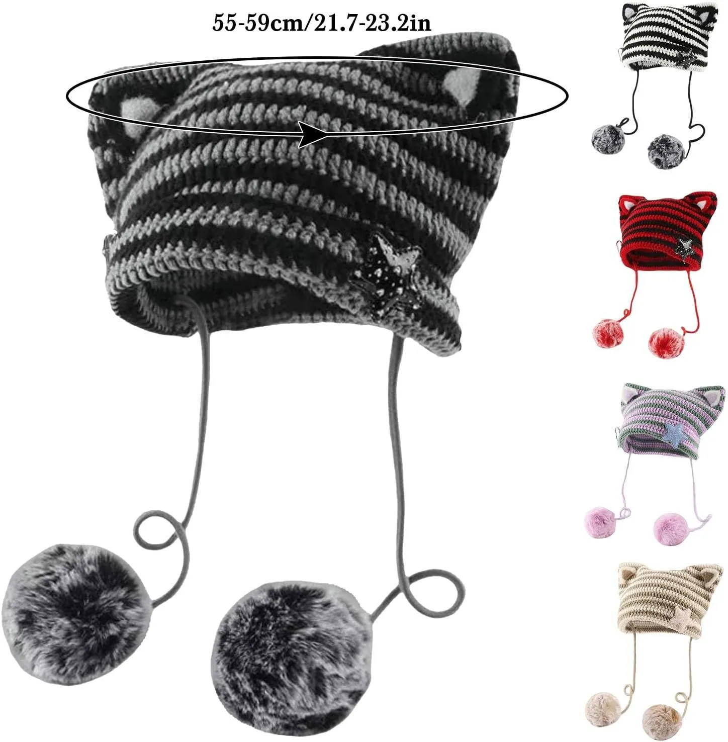 Women's Hat Cat Ear Crochet Knit Caps Warm Snowboarding Winter Outdoor Earflap Crochet Beanie Ear Cover Hat