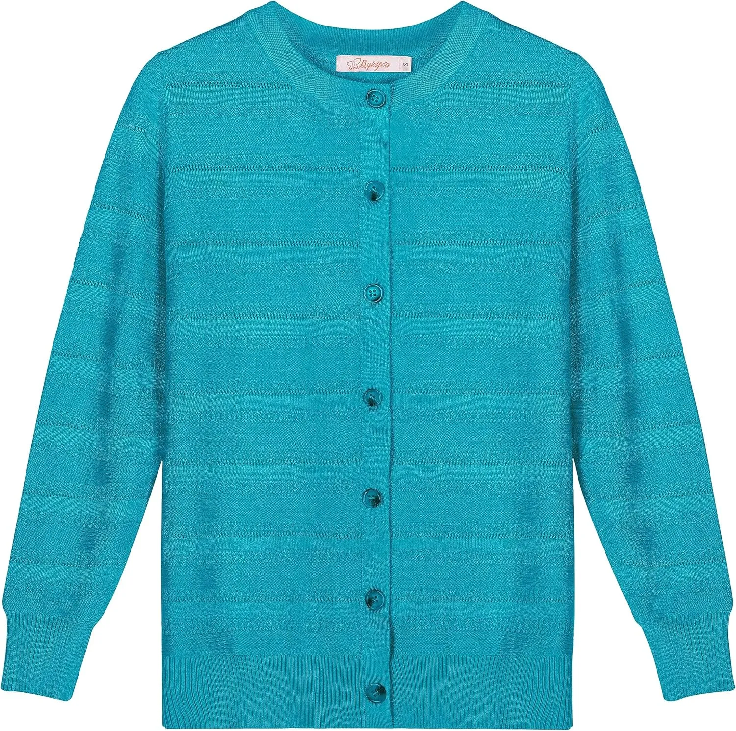 Women's Lightweight Crew Neck Button Down Long Sleeve Cardigan Knit Open Front Sweater
