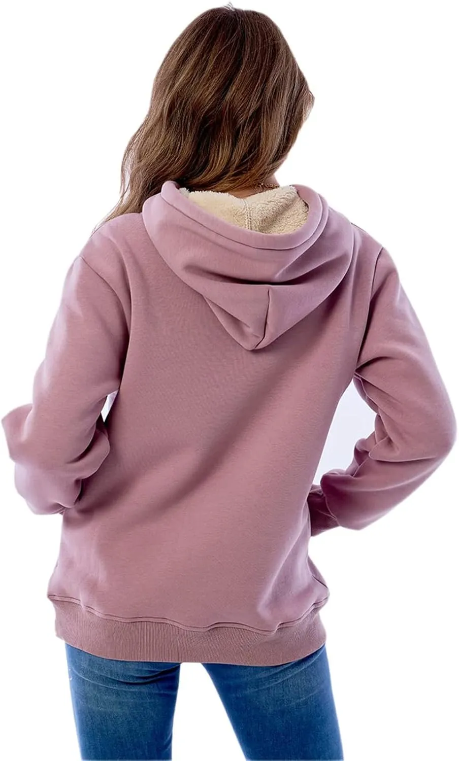 Women's Long Sleeve Fleece Lined Sweatshirt Casual Winter Warm Sherpa Hoodie Pullover
