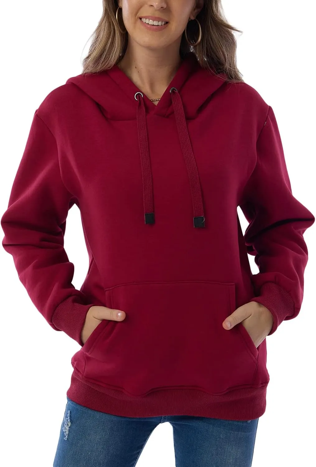 Women's Long Sleeve Fleece Lined Sweatshirt Casual Winter Warm Sherpa Hoodie Pullover
