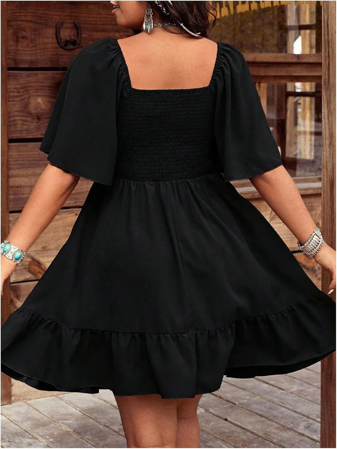 Women's Plus Size Western Dress Floral Embroidered Cowgirl Dresses Country Mini Summer Dress