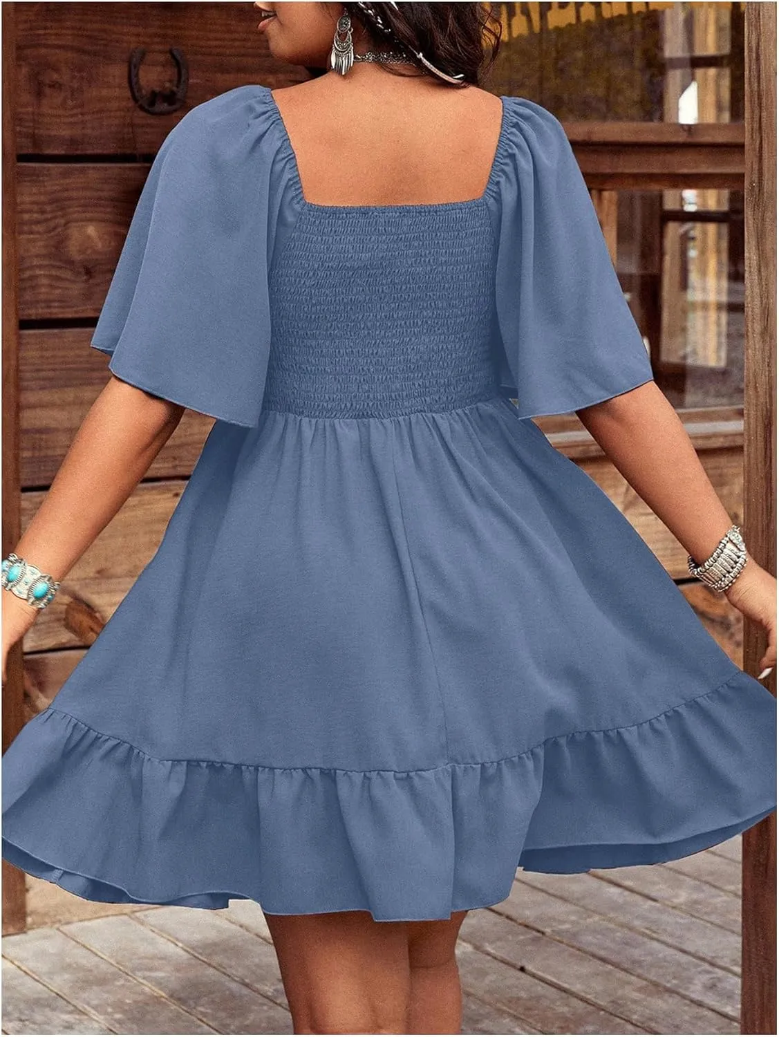Women's Plus Size Western Dress Floral Embroidered Cowgirl Dresses Country Mini Summer Dress