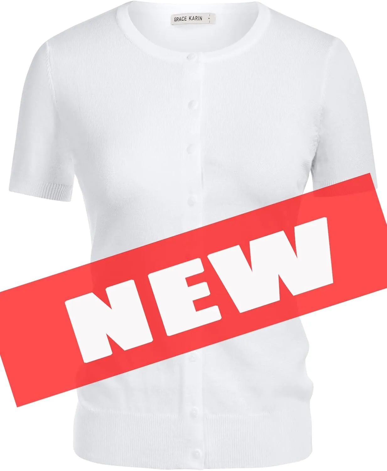 Womens Short Sleeve Cardigan Crew Neck Basic Casual Button Down Knit Soft Sweater