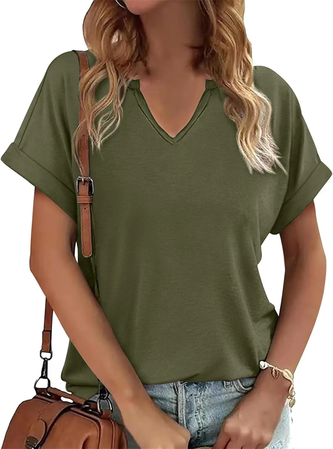Womens V Neck T Shirts Casual Loose Tees Trending Now Summer Short Sleeve Tops