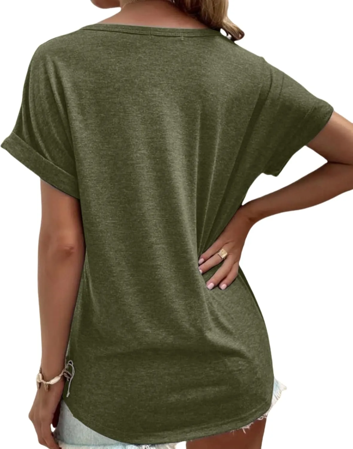 Womens V Neck T Shirts Casual Loose Tees Trending Now Summer Short Sleeve Tops