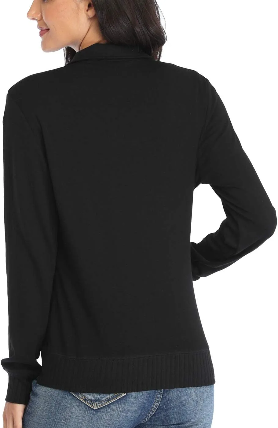 Women's Zip up Sweatshirt Jacket Stand Collar Hoodless Running Sweatshirt with Pockets