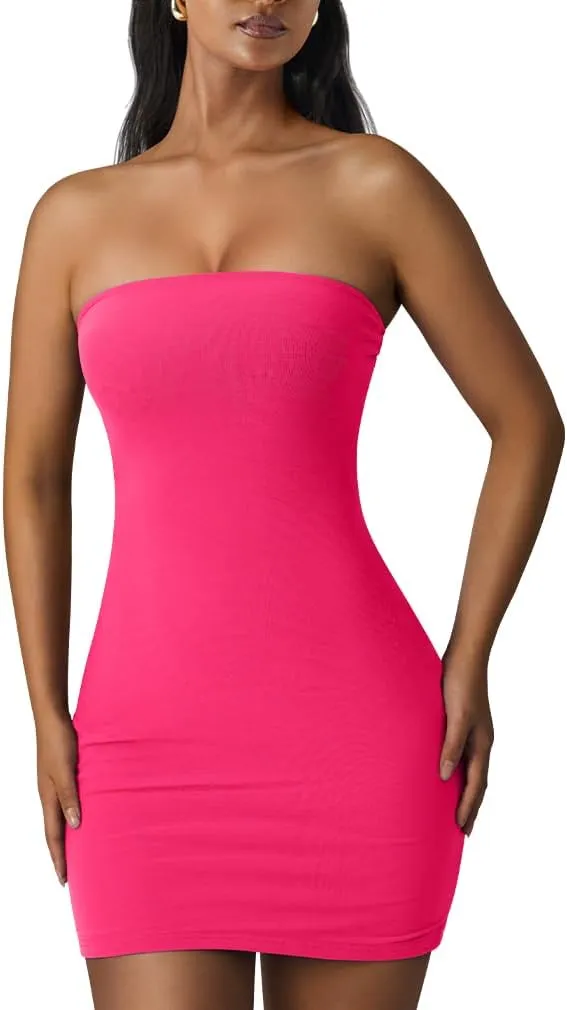 XXTAXN Women's Sexy Tube Sleeveless Bodycon Cocktail Party Mini Dress