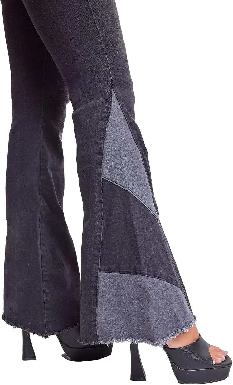 YMI Women's High Rise Gigi Flare Jean with Block Panel