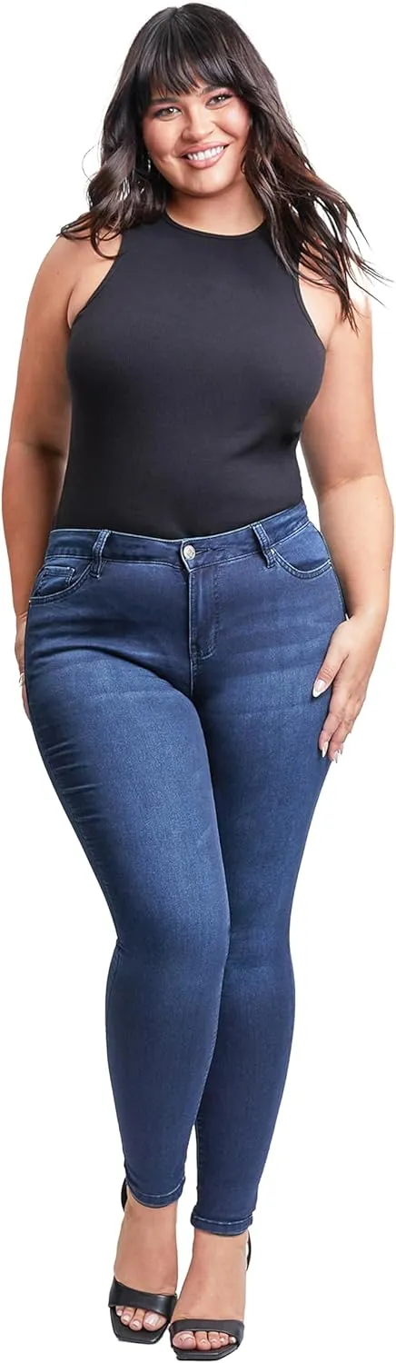 YMI Women's Plus Size Hyperdenim Super Stretchy Skinny Jeans