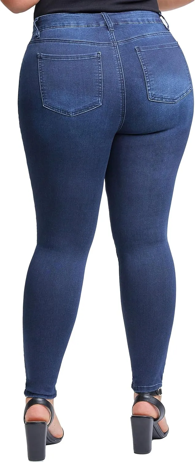 YMI Women's Plus Size Hyperdenim Super Stretchy Skinny Jeans