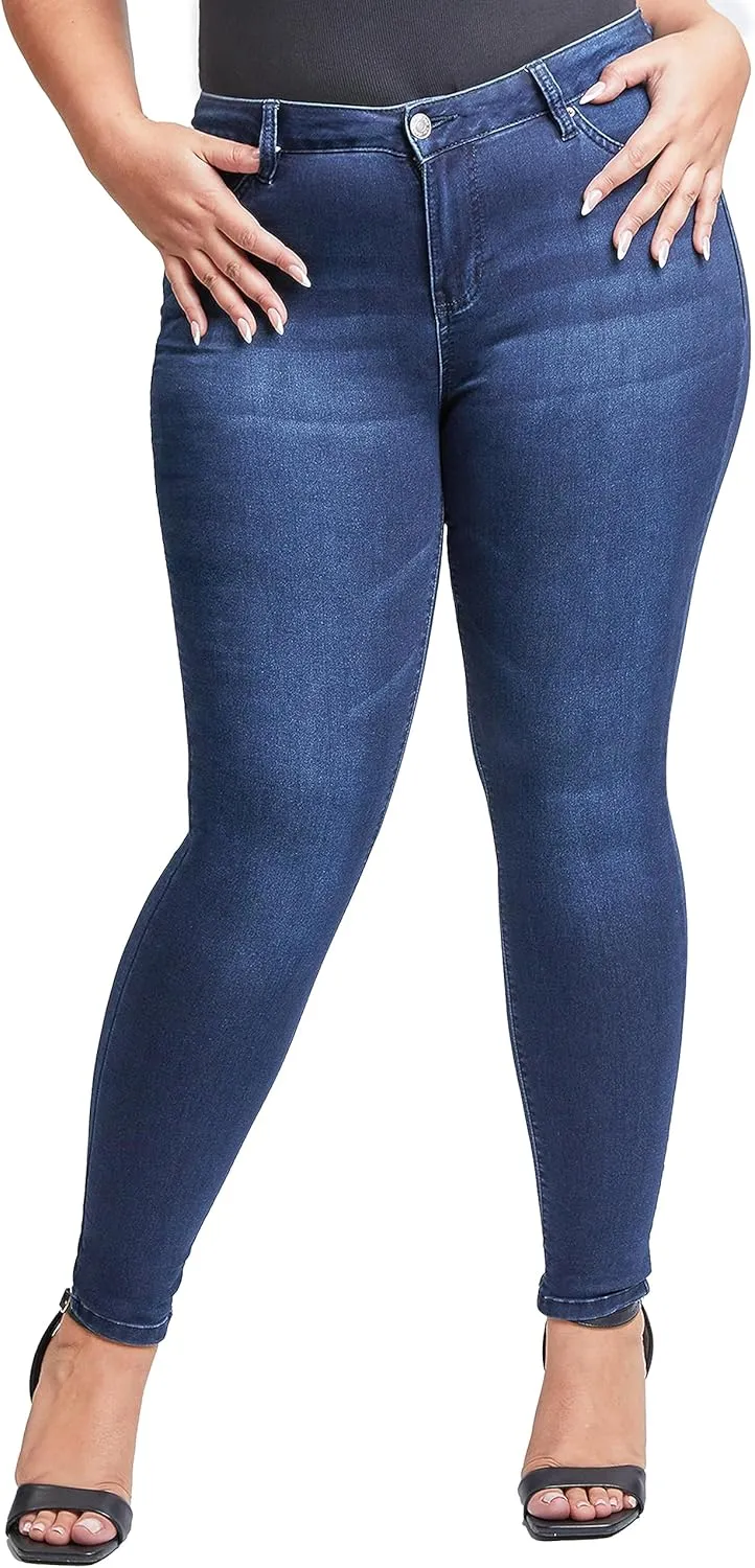 YMI Women's Plus Size Hyperdenim Super Stretchy Skinny Jeans