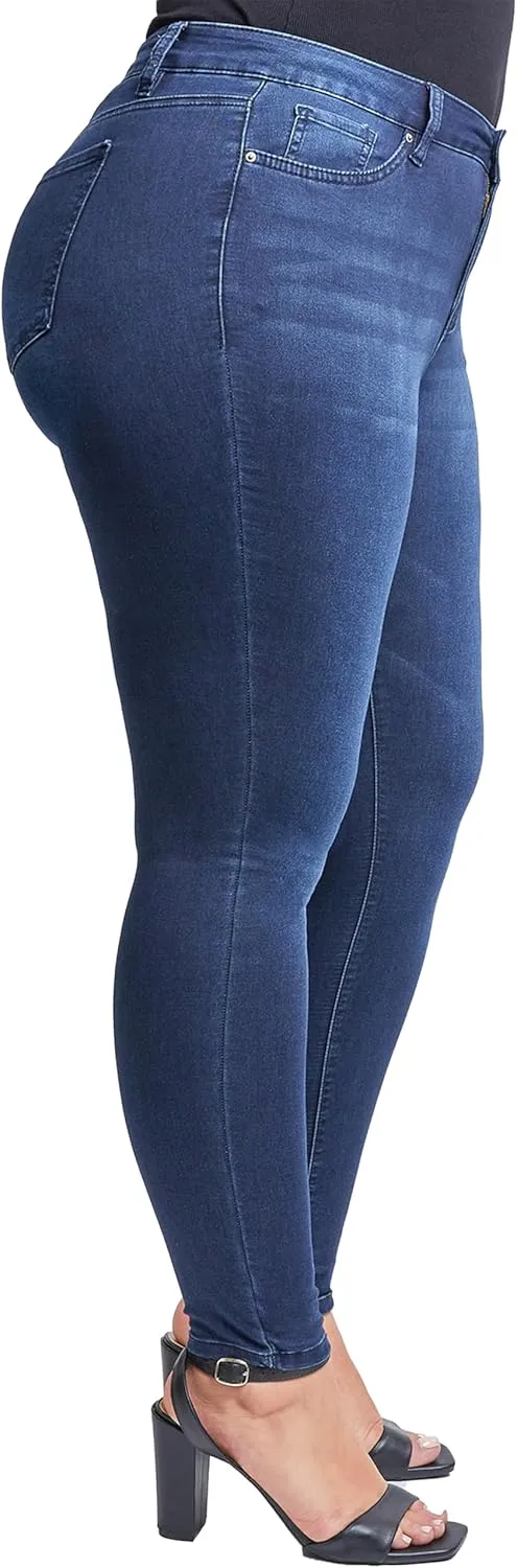 YMI Women's Plus Size Hyperdenim Super Stretchy Skinny Jeans