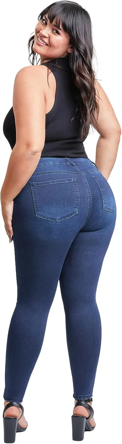 YMI Women's Plus Size Hyperdenim Super Stretchy Skinny Jeans